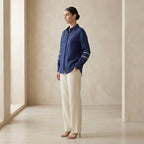 Blue Handspun Cotton Relaxed Full Sleeve Button-Down Shirt