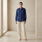 Blue Handspun Cotton Relaxed Full Sleeve Button-Down Shirt