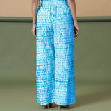 Blue Tie-Dye Cotton High-Rise Elasticated Wide Legged Pant