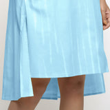 Close View of a Model wearing Blue Tie Dye High Low Dress