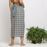 Back View of a Model wearing Bottle Green Handspun Wrap Maxi Skirt