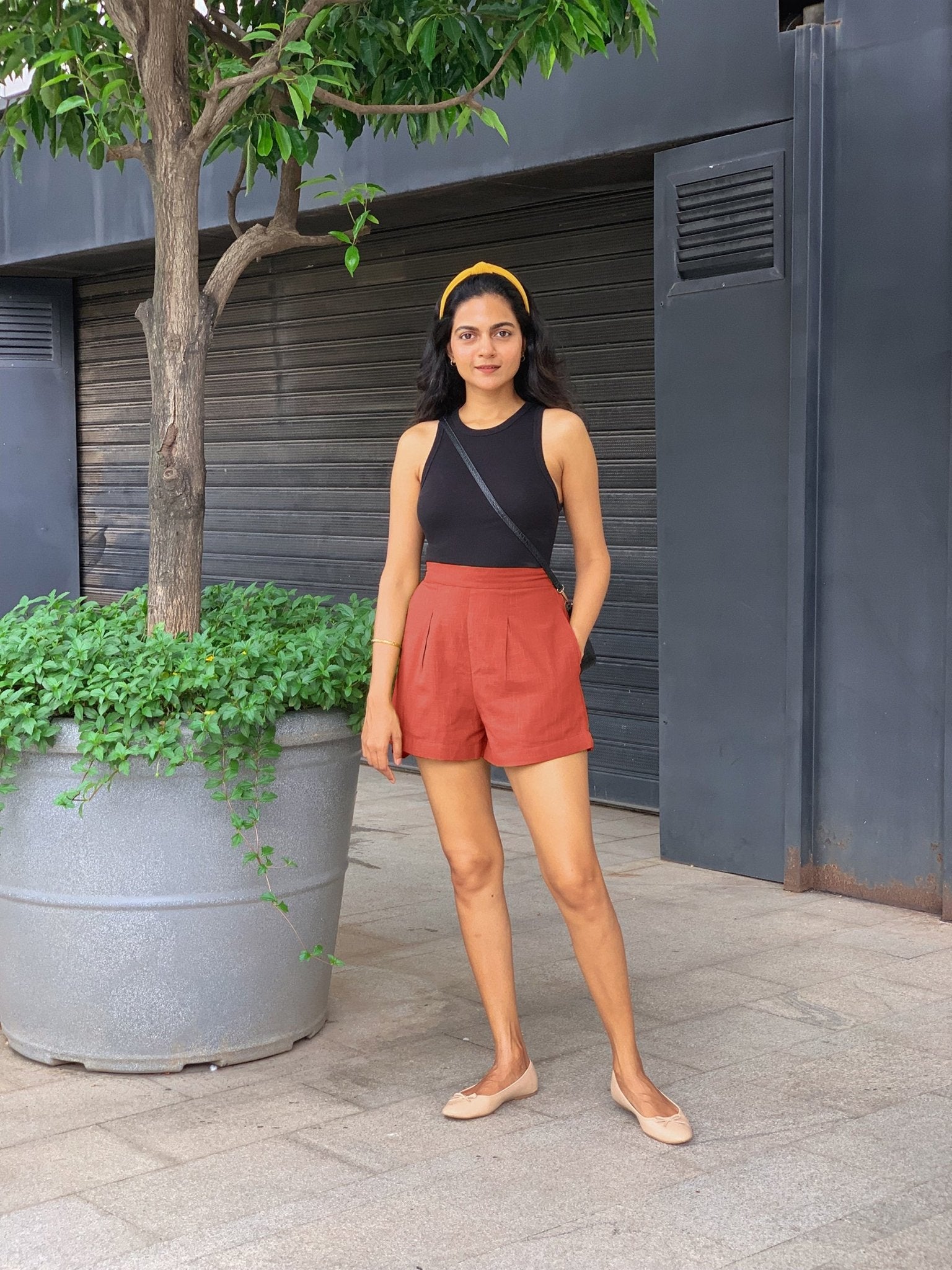 Brick Red 100% Cotton Elasticated Shorts