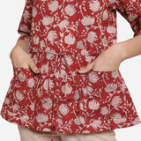 Front Detail of a Model wearing Bagru Block Print Loose Fit Tunic