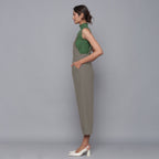 Bronze Grey Warm Cotton Corduroy Dungaree Jumpsuit