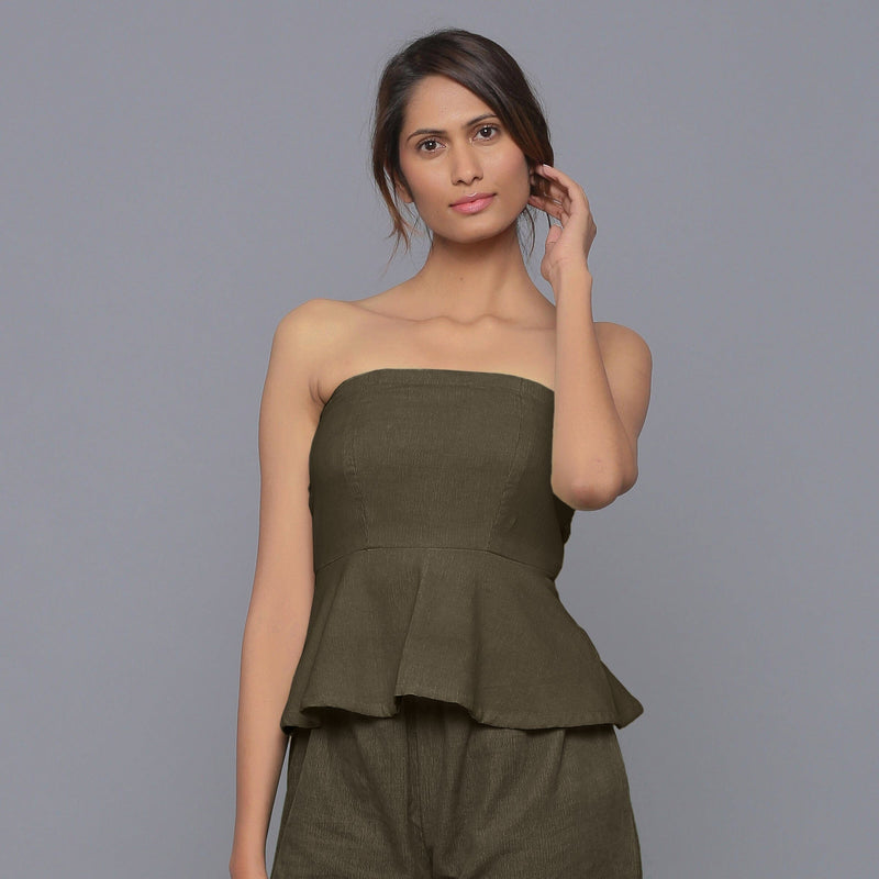 Bronze Grey Warm Cotton Corduroy Tube Top