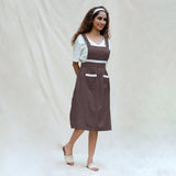 Brown Cotton Flax Comfort Fit Apron