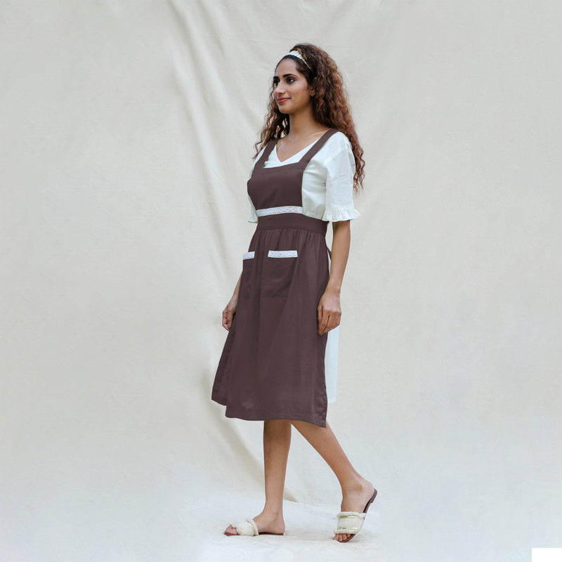 Brown Cotton Flax Comfort Fit Apron