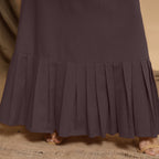 Brown Cotton Flax Mandarin Collar Floor Length Tier Dress