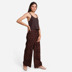 Brown Cotton Flax U-Neck Criss-Cross Spaghetti Top