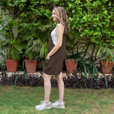 Brown Cotton Linen Dungaree Playsuit