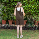 Brown Cotton Linen Dungaree Playsuit