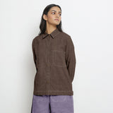 Brown Cotton Linen Full Sleeve Button-Down Shirt