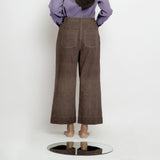 Brown Cotton Linen Patch Pocket Wide Legged Pant