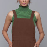 Brown Warm Cotton Corduroy Dungaree Jumpsuit
