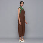 Brown Warm Cotton Corduroy Dungaree Jumpsuit