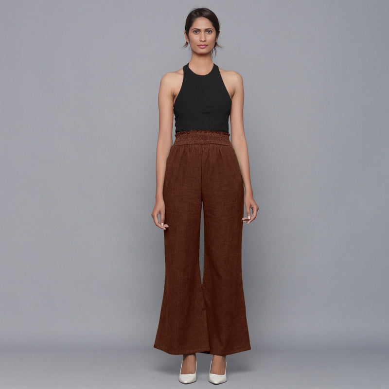 Brown Warm Cotton Corduroy Elasticated Bootcut Pant