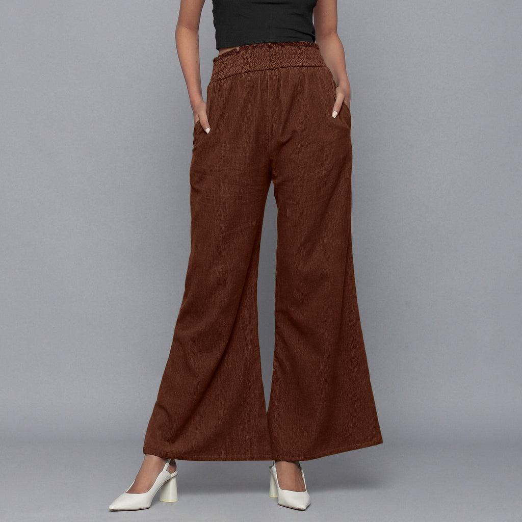 Brown Warm Cotton Corduroy Elasticated Bootcut Pant