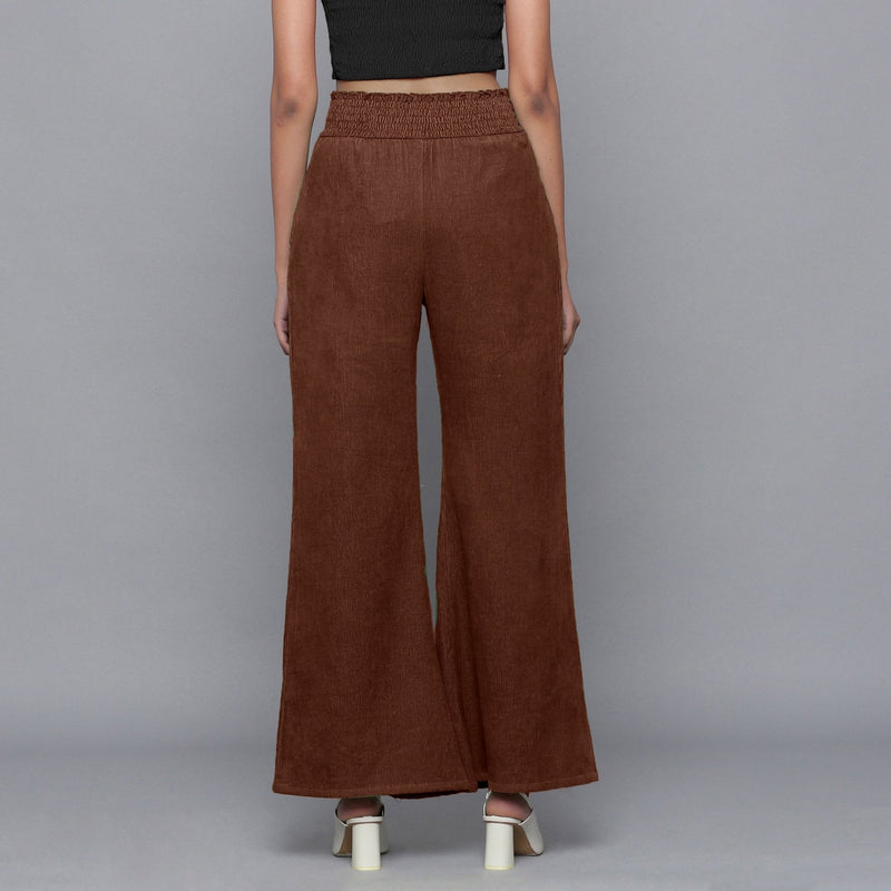 Brown Warm Cotton Corduroy Elasticated Bootcut Pant