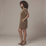 Brown Warm Cotton Velvet A-Line Short Dress