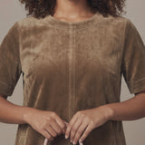 Brown Warm Cotton Velvet A-Line Short Dress