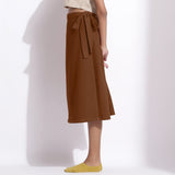 Brown Warm Cotton Waffle Midi Wrap Skirt