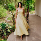 Butter Yellow 100% Cotton Ankle Length Flared Sundress