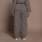 Back View of a Model wearing Charcoal Grey Warm Cotton Flannel Elasticated High-Rise Jogger Pant