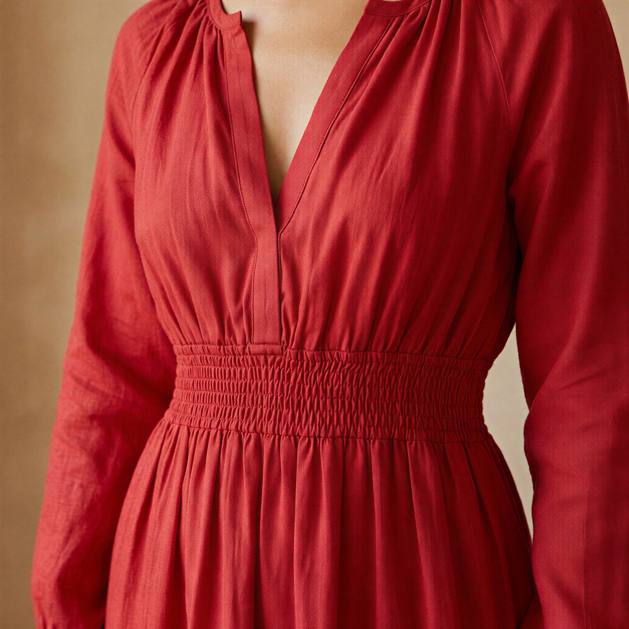 Cherry Red Cotton Fit and Flare Maxi Tier Dress