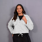 Cloudy Grey Warm Cotton Flannel Button-Down Shacket