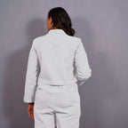 Cloudy Grey Warm Cotton Flannel Single-Breasted Crop Blazer