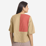 Back View of a Model wearing Comfy and Beige Brick Red Straight Top