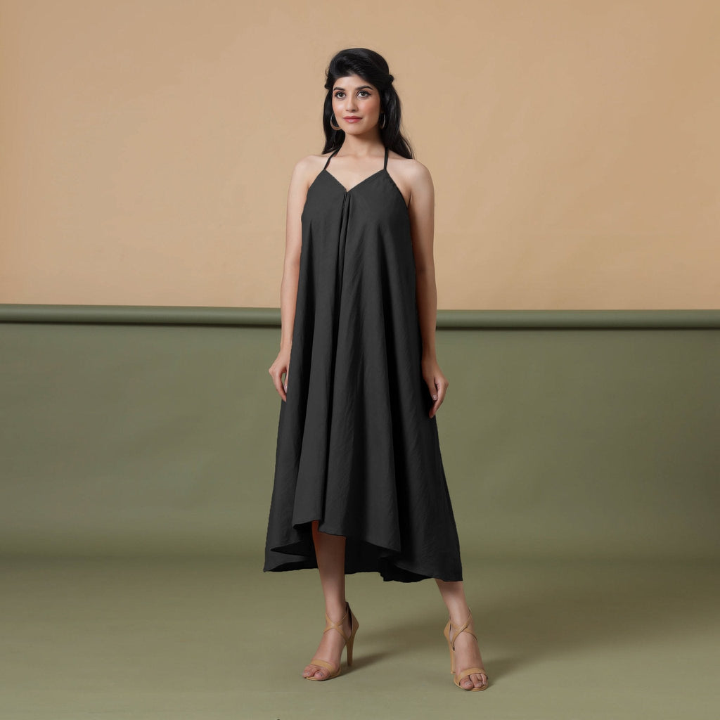 Convertible 3-Way Black Cotton Skirt Dress
