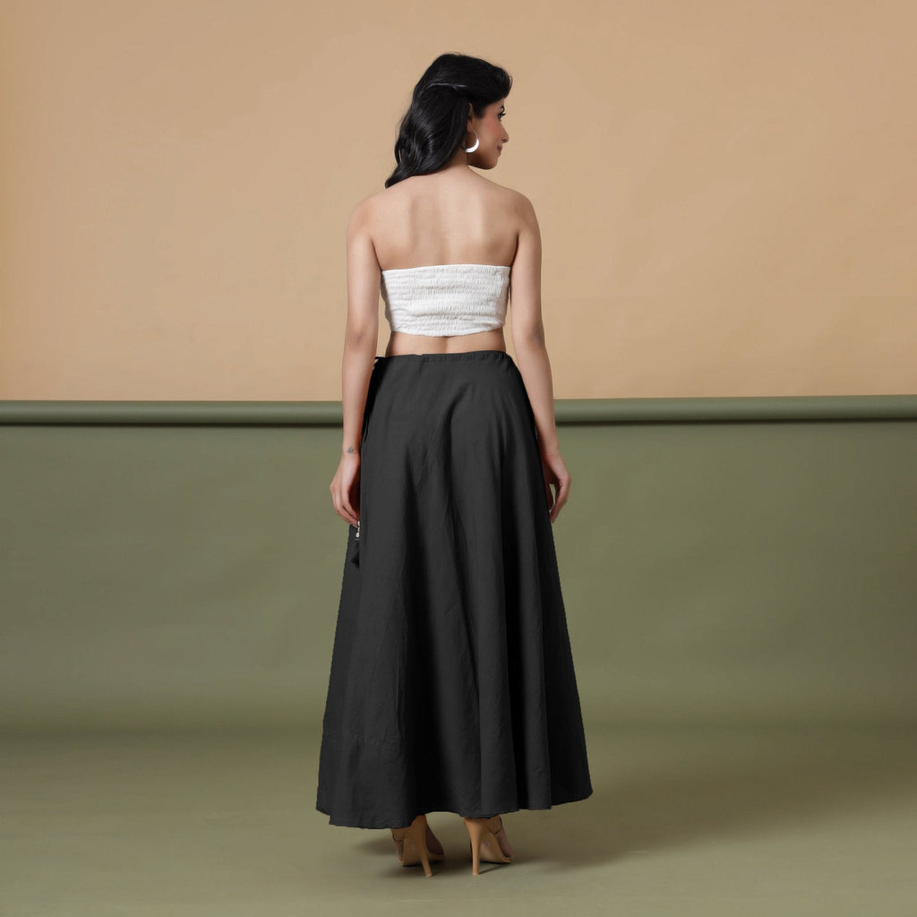 Convertible 3-Way Black Cotton Skirt Dress