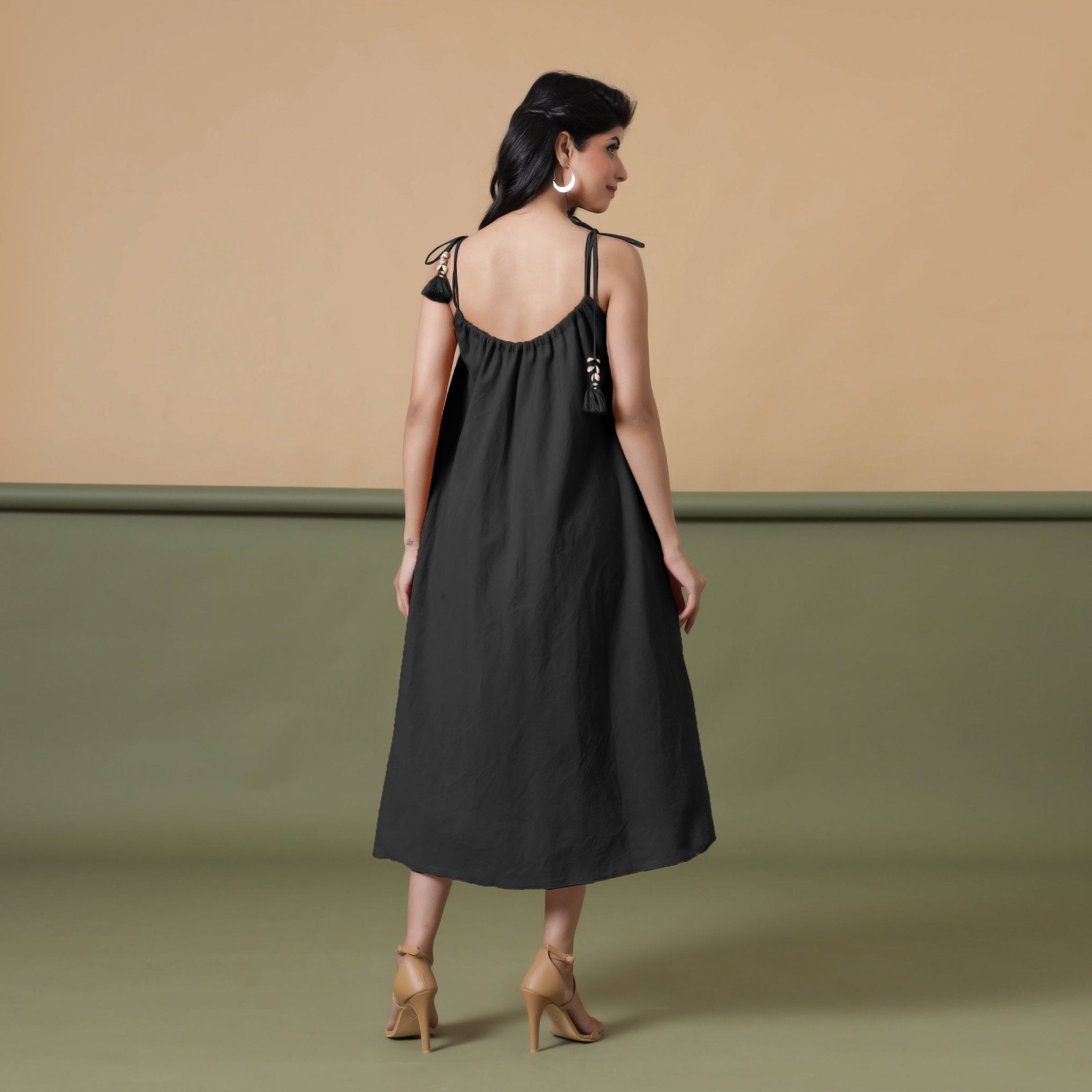 Convertible 3-Way Black Cotton Skirt Dress
