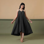 Convertible 3-Way Black Cotton Skirt Dress