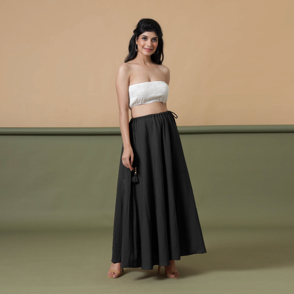Convertible 3-Way Black Cotton Skirt Dress