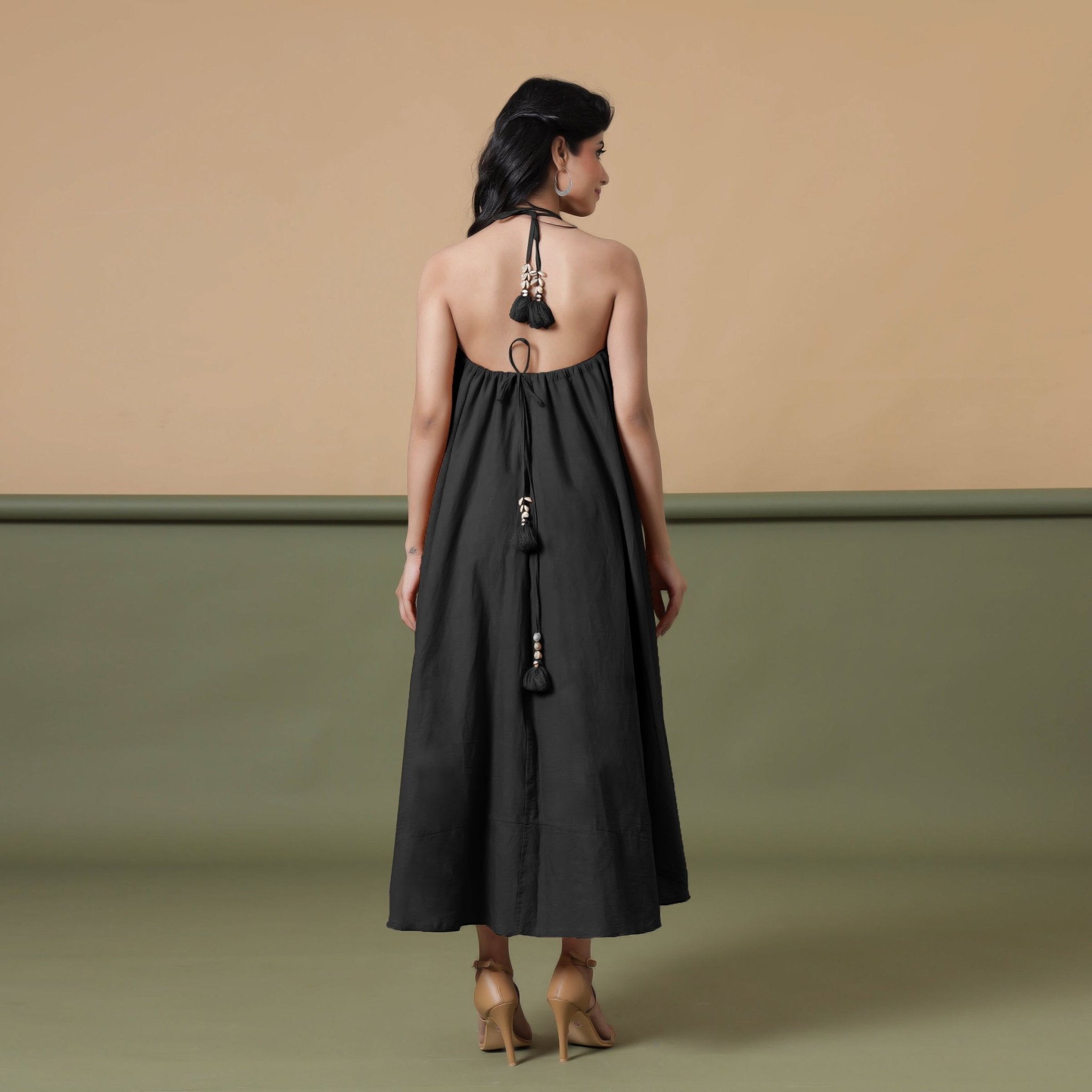 Convertible 3-Way Black Cotton Skirt Dress