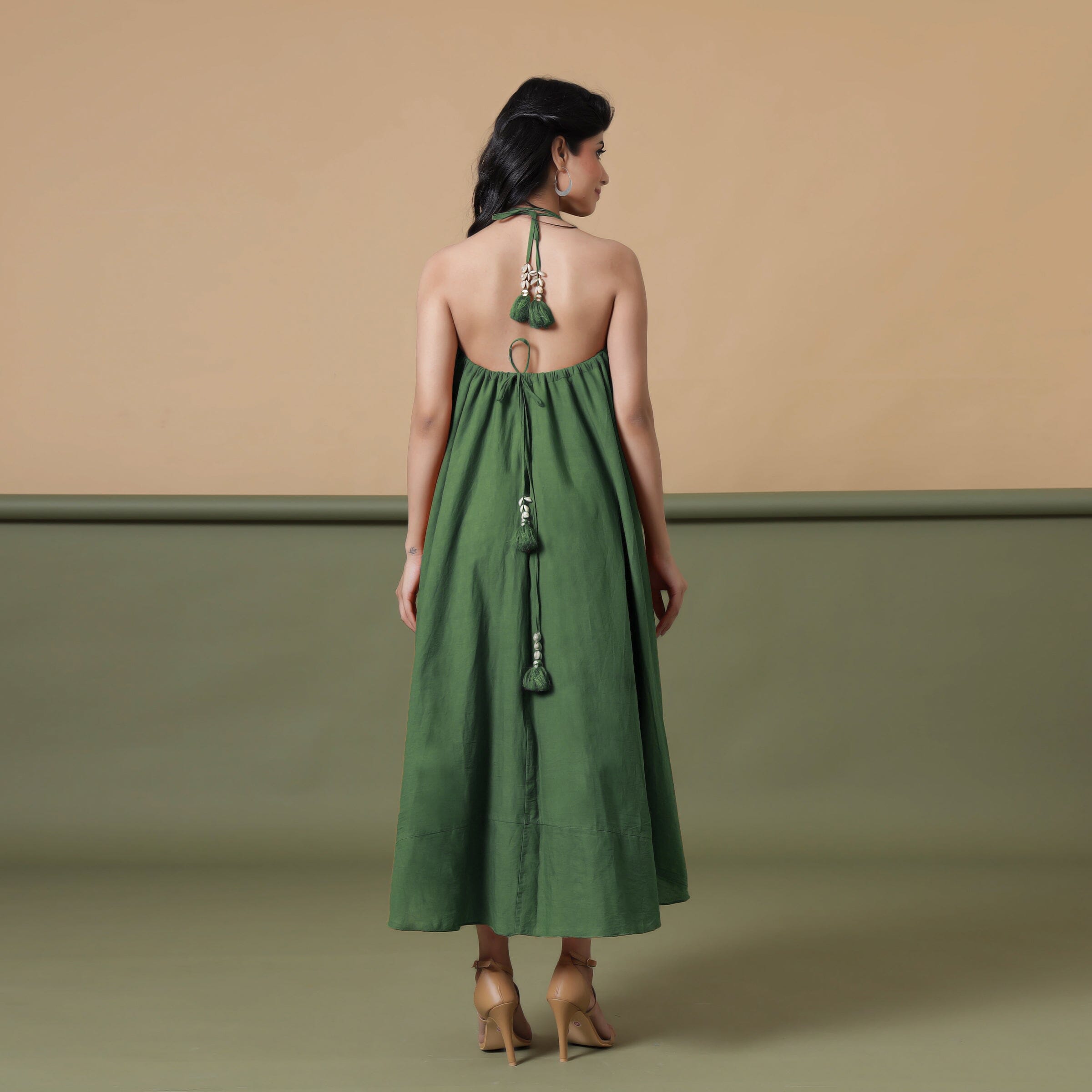 Convertible 3-Way Forest Green Cotton Skirt Dress