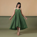 Convertible 3-Way Forest Green Cotton Skirt Dress