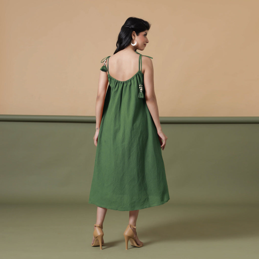 Convertible 3-Way Forest Green Cotton Skirt Dress