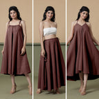 Convertible 3-Way Maroon Cotton Skirt Dress