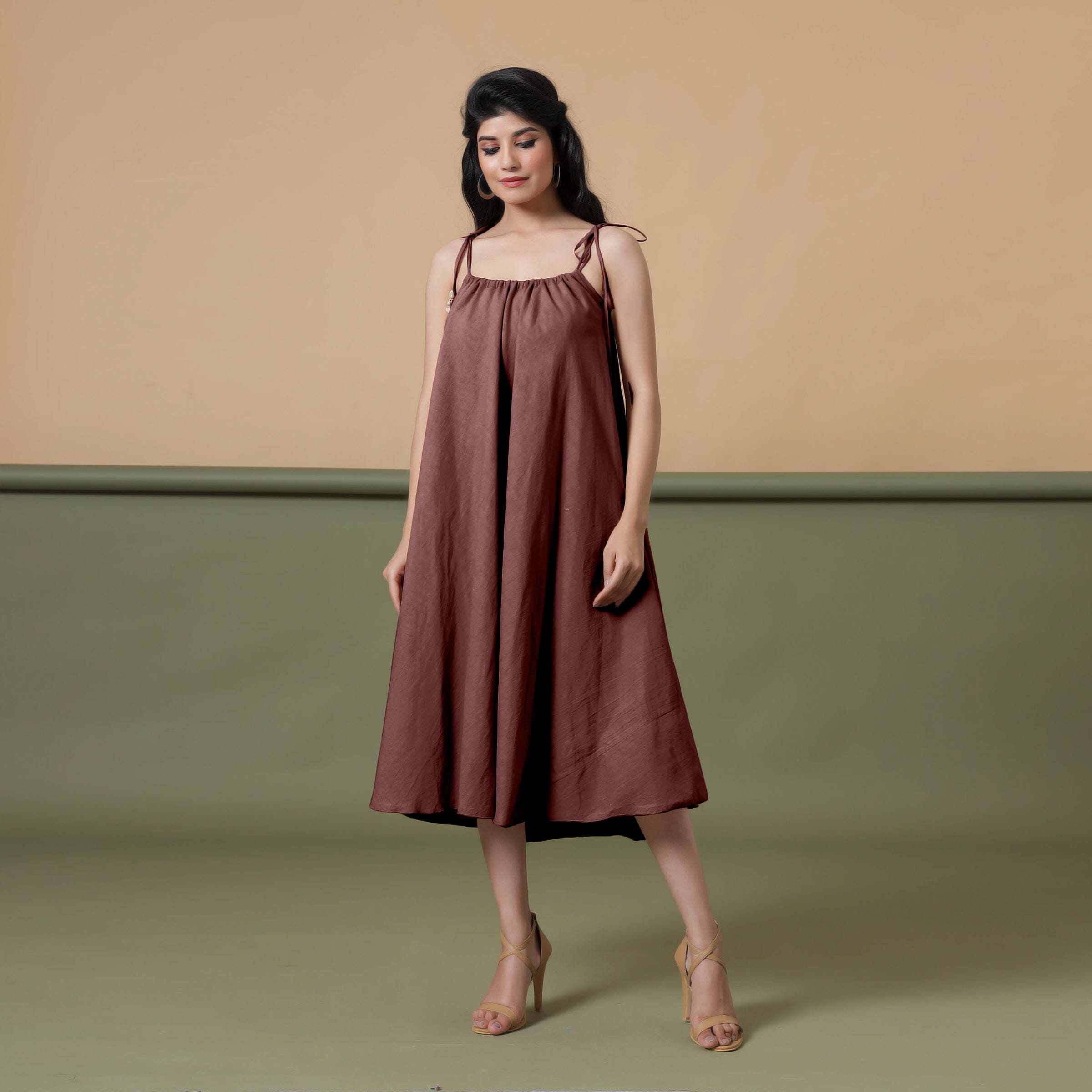 Convertible 3-Way Maroon Cotton Skirt Dress