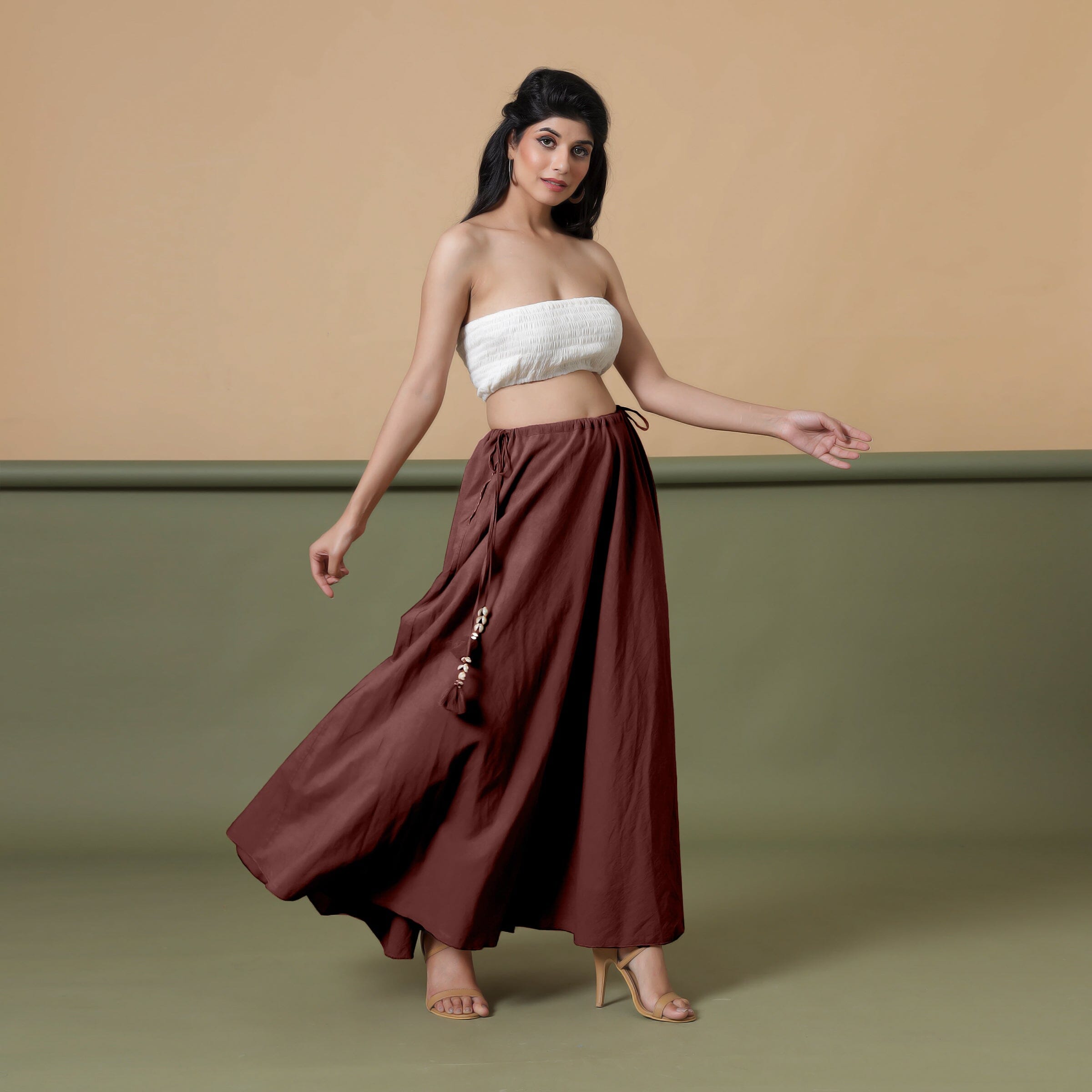Convertible 3-Way Maroon Cotton Skirt Dress