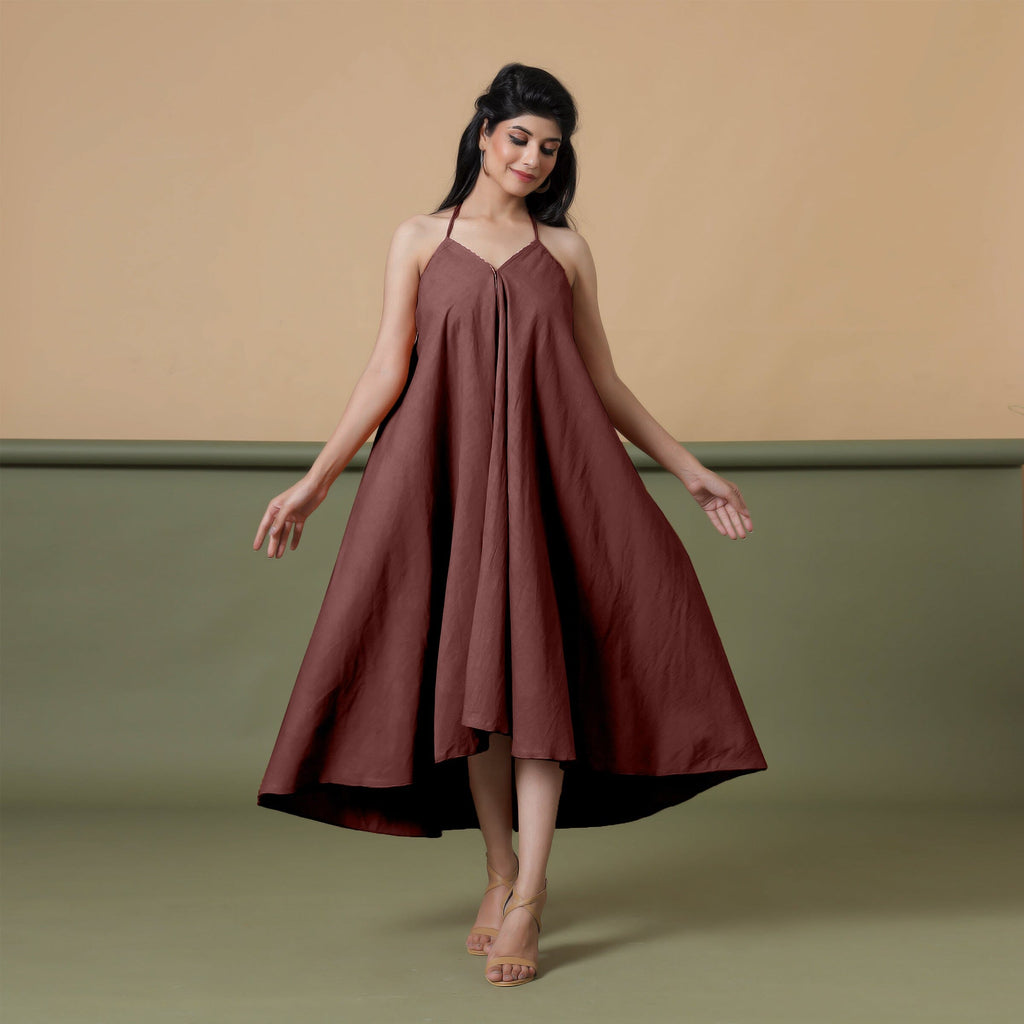 Convertible 3-Way Maroon Cotton Skirt Dress