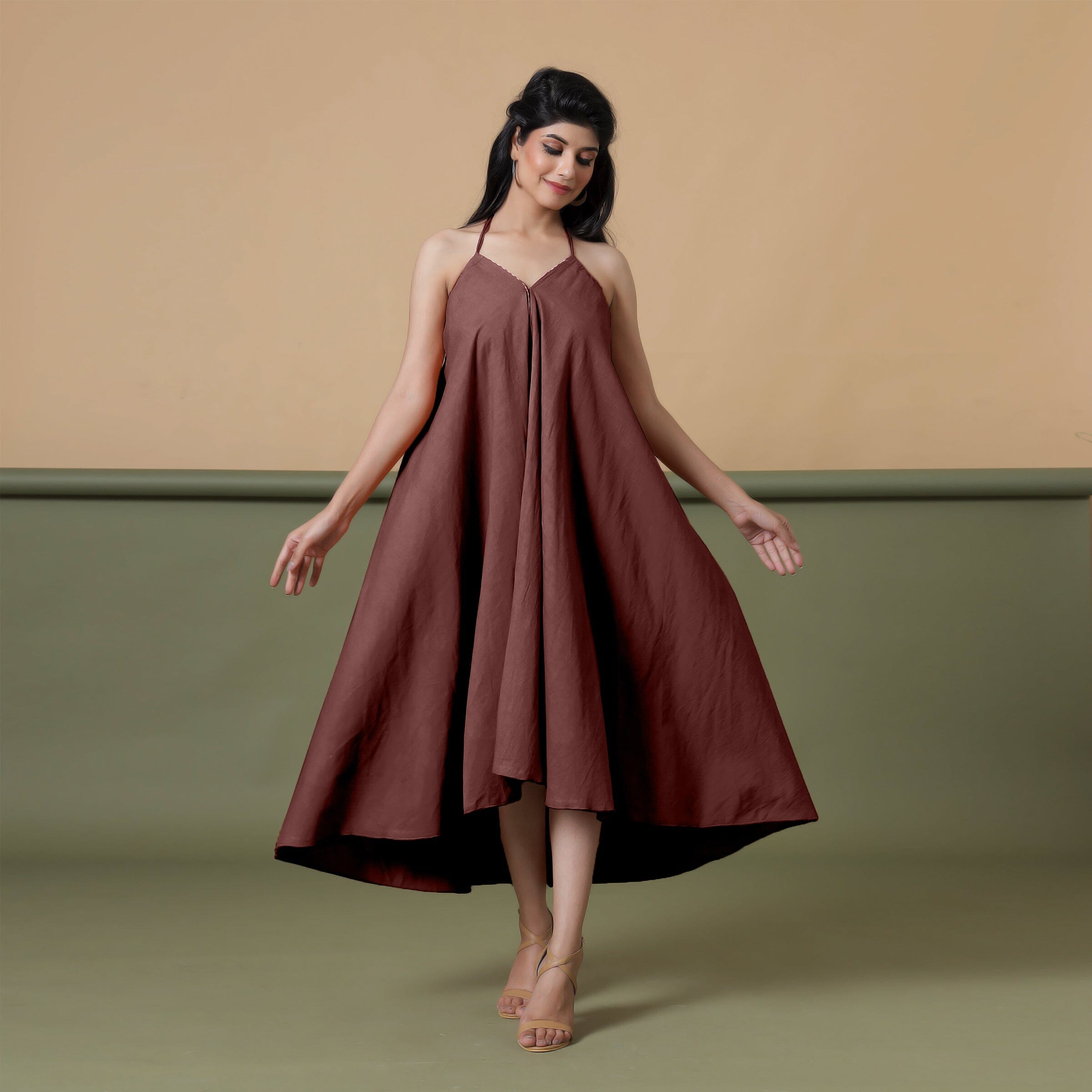 Convertible 3-Way Maroon Cotton Skirt Dress