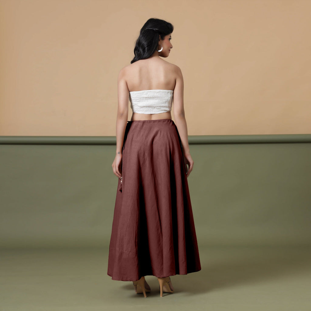 Convertible 3-Way Maroon Cotton Skirt Dress