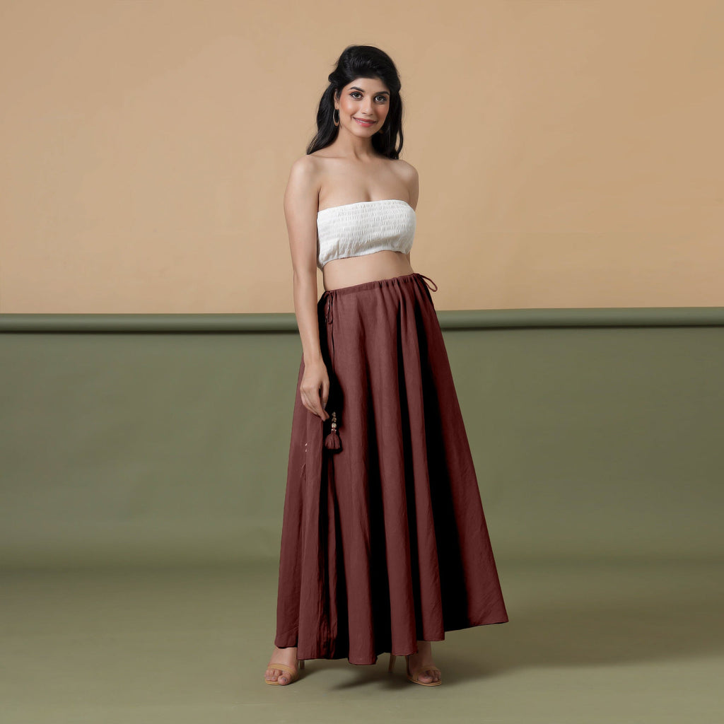 Convertible 3-Way Maroon Cotton Skirt Dress
