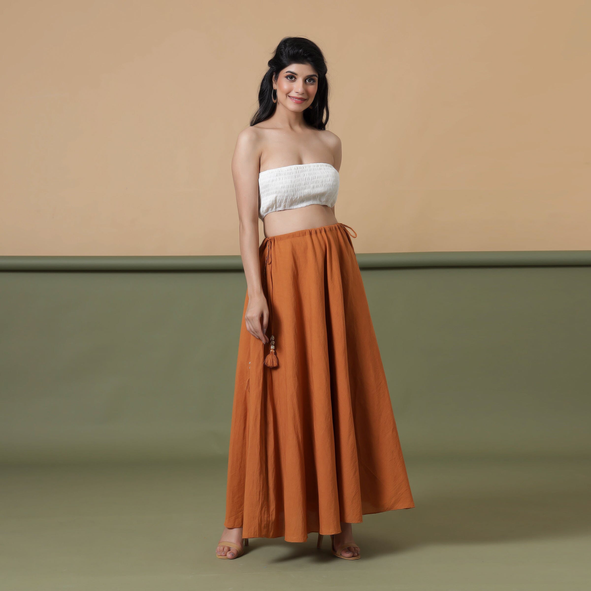 Convertible 3-Way Rust Cotton Skirt Dress