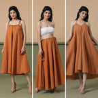 Convertible 3-Way Rust Cotton Skirt Dress