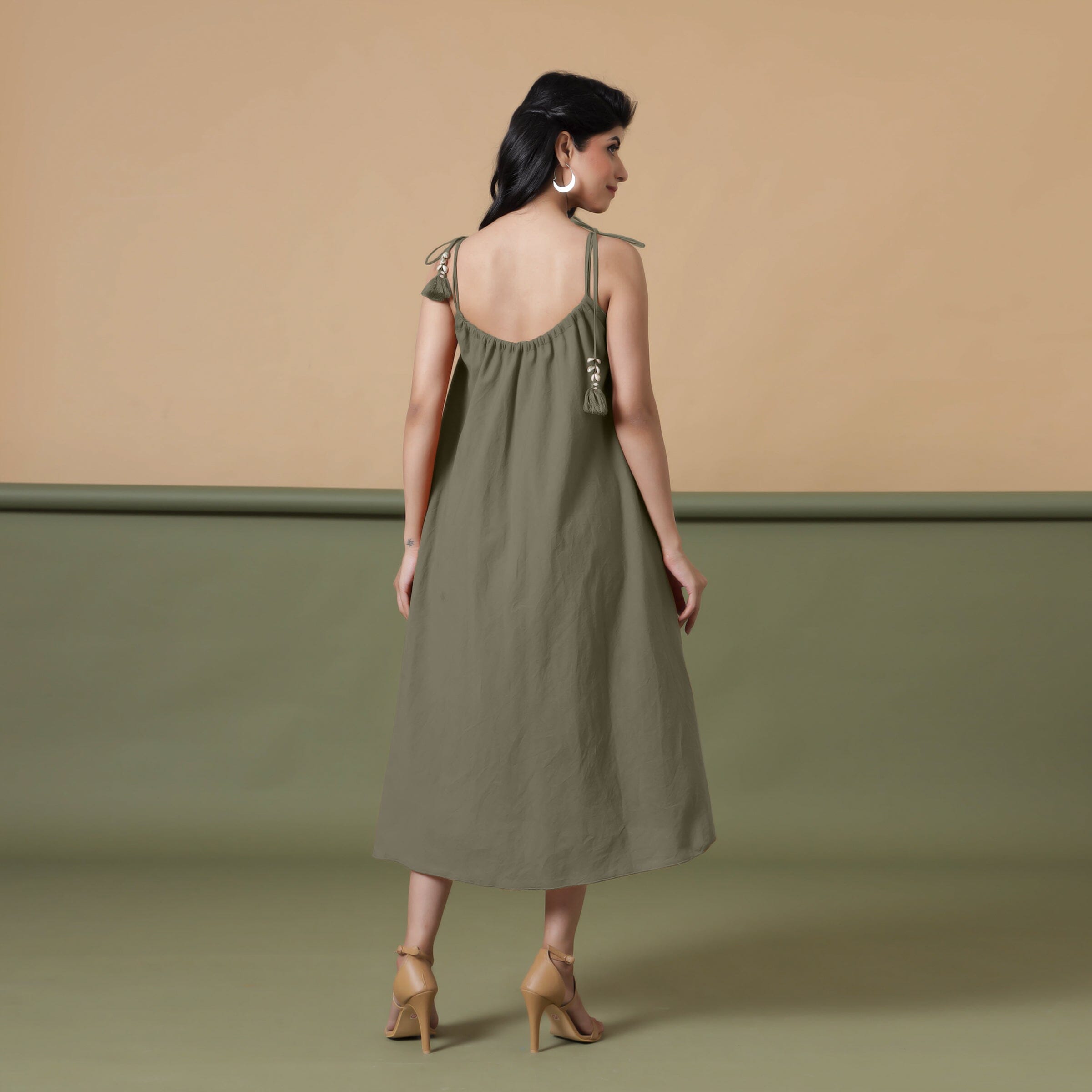 Convertible 3-Way Sage Green Cotton Skirt Dress